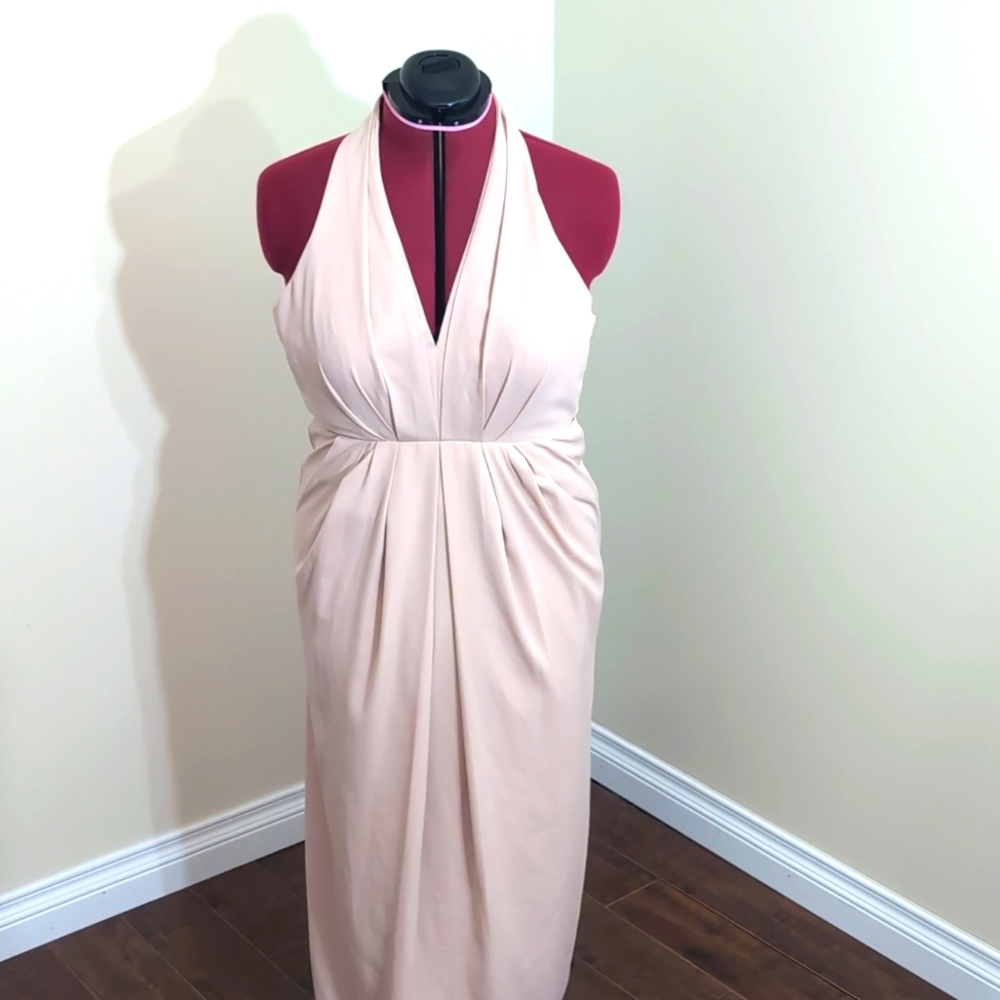 Jill Stuart| Anthropologie BHLDN  Rasa Halter Dress Gown Rosy Nude